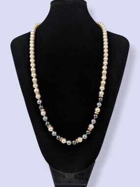 Vintage White & Grey Faux Pearl Infinity Necklace
